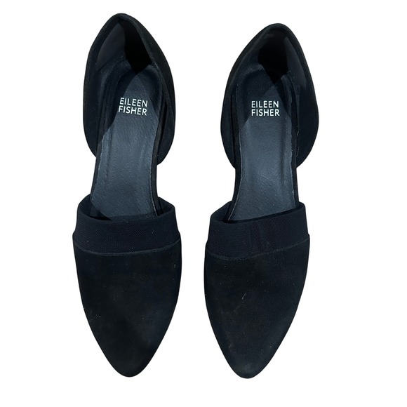 Eileen Fisher Shoes - Eileen Fisher Black Suede Elastic Slingback Block Heel Dress Shoes 8.5